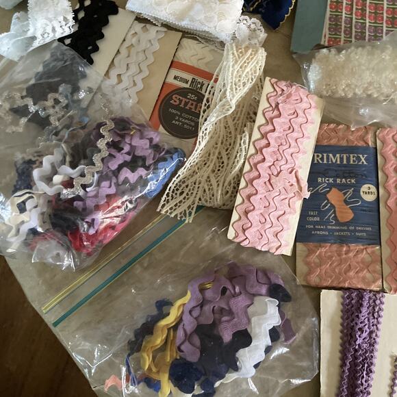 Sewing Trims Lot Lace Rick Rack Assorted Vintage Ribbon Yardage mixed huge lot - Picture 12 of 14